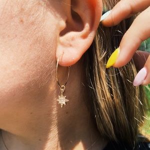 Handmade Gold Plated Star Hoop Earrings